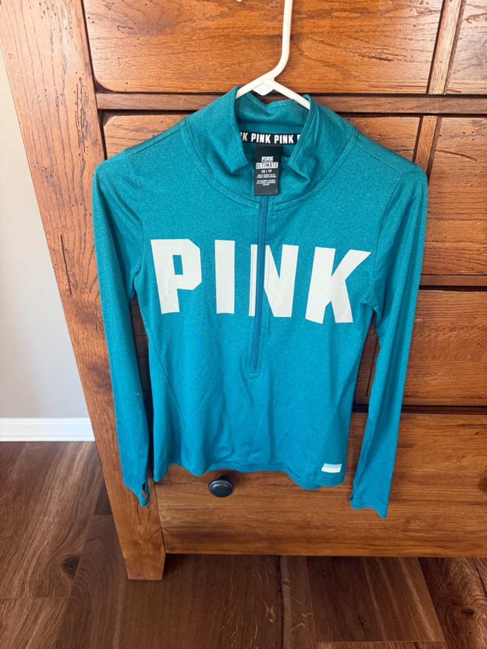 PINK Victoria's Secret Teal Half-Zip Pullover with  Logo